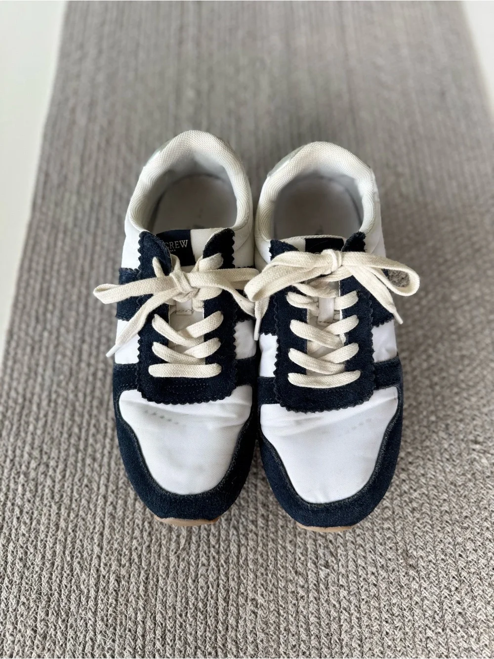 J. Crew Navy and White Suede Trim Nylon Lace Up Sneakers Tennis Shoes Size 7